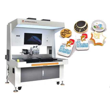 Custom Enamel Badge Pin Filling Machine with 4 Colors Spray Valve – High Precision & Automatic Functionality